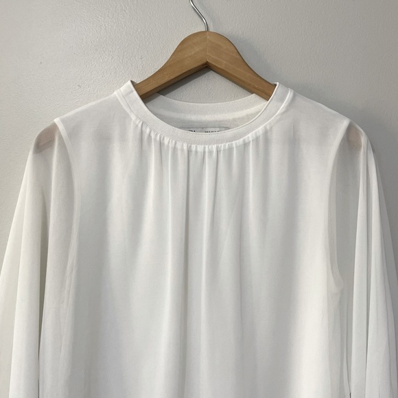 Zara White Chiffon Balloon Sleeve Blouse Top Size Small bin 3G - Picture 3 of 6